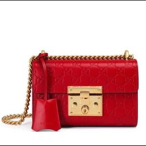 Gucci Women's Red Padlock Signature Shoulder Bag